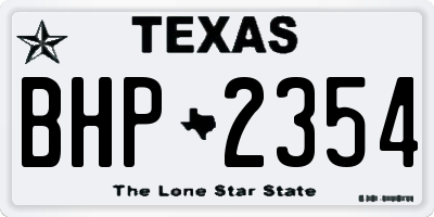 TX license plate BHP2354