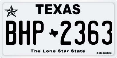 TX license plate BHP2363