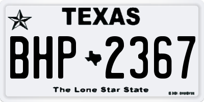 TX license plate BHP2367