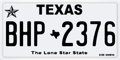 TX license plate BHP2376
