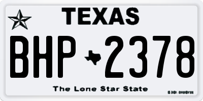 TX license plate BHP2378