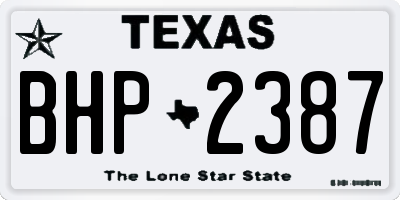 TX license plate BHP2387