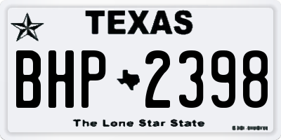 TX license plate BHP2398