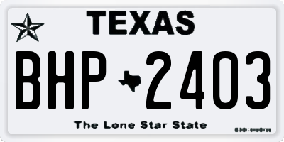 TX license plate BHP2403