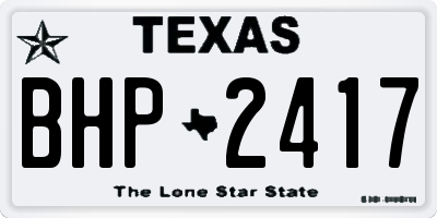 TX license plate BHP2417