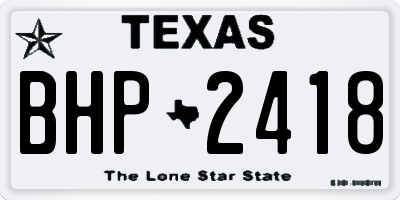 TX license plate BHP2418