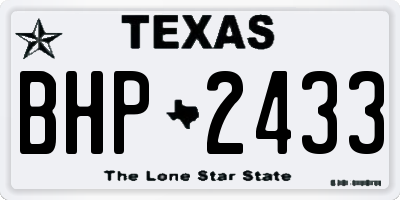 TX license plate BHP2433