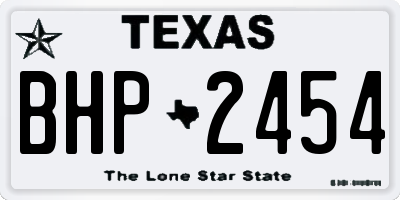 TX license plate BHP2454