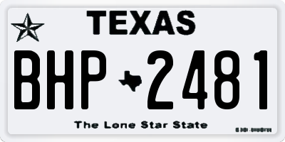 TX license plate BHP2481