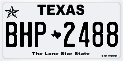 TX license plate BHP2488