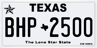 TX license plate BHP2500