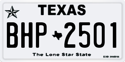 TX license plate BHP2501