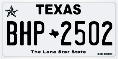 TX license plate BHP2502