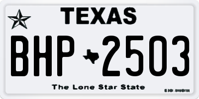 TX license plate BHP2503