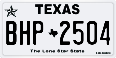 TX license plate BHP2504