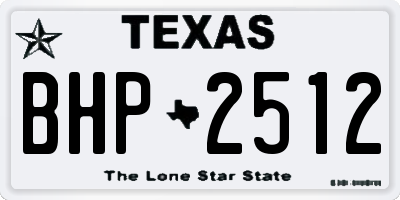 TX license plate BHP2512