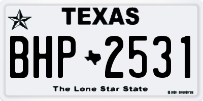 TX license plate BHP2531