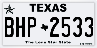 TX license plate BHP2533