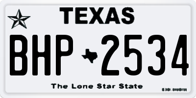 TX license plate BHP2534