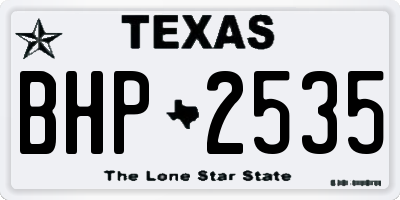 TX license plate BHP2535