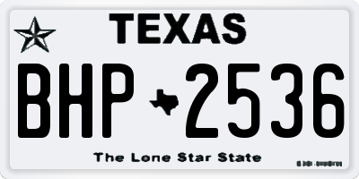 TX license plate BHP2536