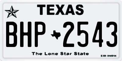 TX license plate BHP2543