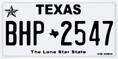 TX license plate BHP2547
