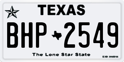TX license plate BHP2549