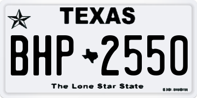 TX license plate BHP2550