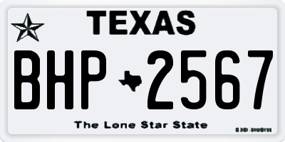TX license plate BHP2567
