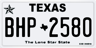TX license plate BHP2580