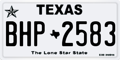TX license plate BHP2583