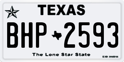 TX license plate BHP2593
