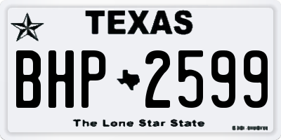 TX license plate BHP2599