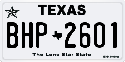 TX license plate BHP2601