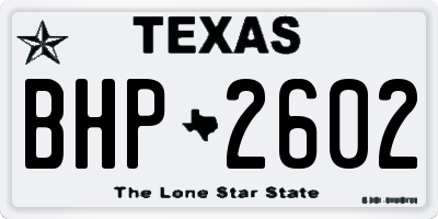 TX license plate BHP2602