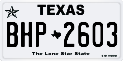 TX license plate BHP2603