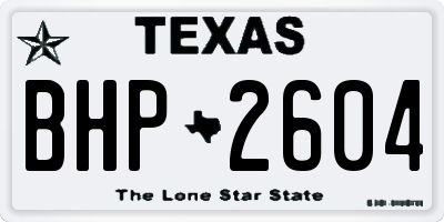 TX license plate BHP2604