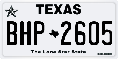 TX license plate BHP2605