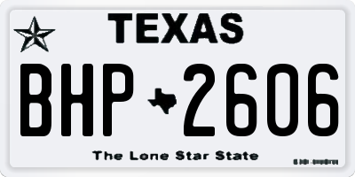 TX license plate BHP2606
