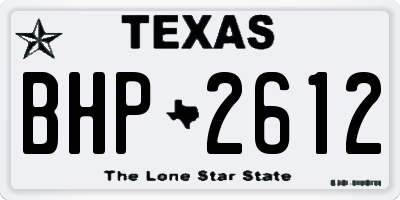TX license plate BHP2612