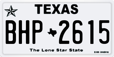 TX license plate BHP2615