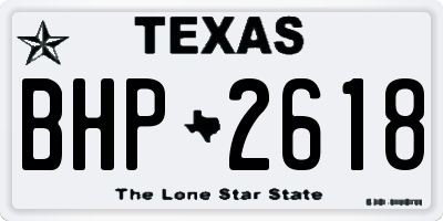 TX license plate BHP2618