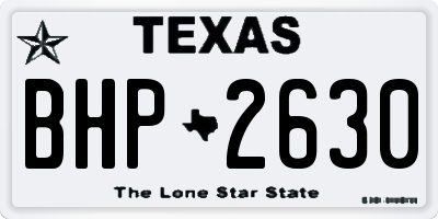TX license plate BHP2630