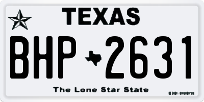 TX license plate BHP2631