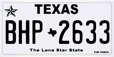 TX license plate BHP2633