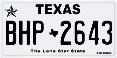 TX license plate BHP2643