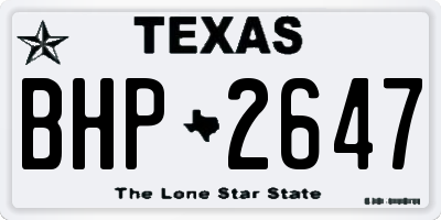 TX license plate BHP2647
