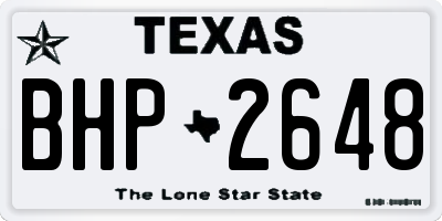 TX license plate BHP2648