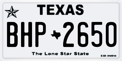 TX license plate BHP2650